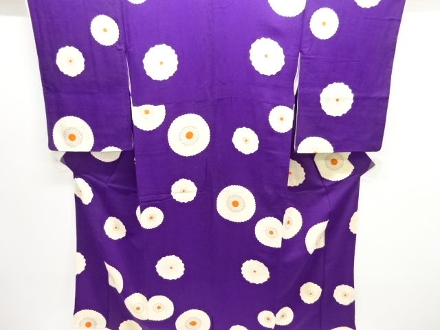 JAPANESE KIMONO / ANTIQUE BROCADE KIMONO FOR SUMMER CHRYSANTHEMUM PATT